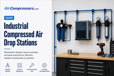 An image of a Industrial Compressed Air Stations with a fryers and separators showing deseccants in the tubes. 